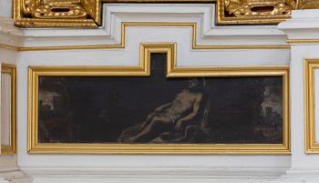 Obraz – Chrystus w grobie w predelli ołtarza świętego Sebastiana.