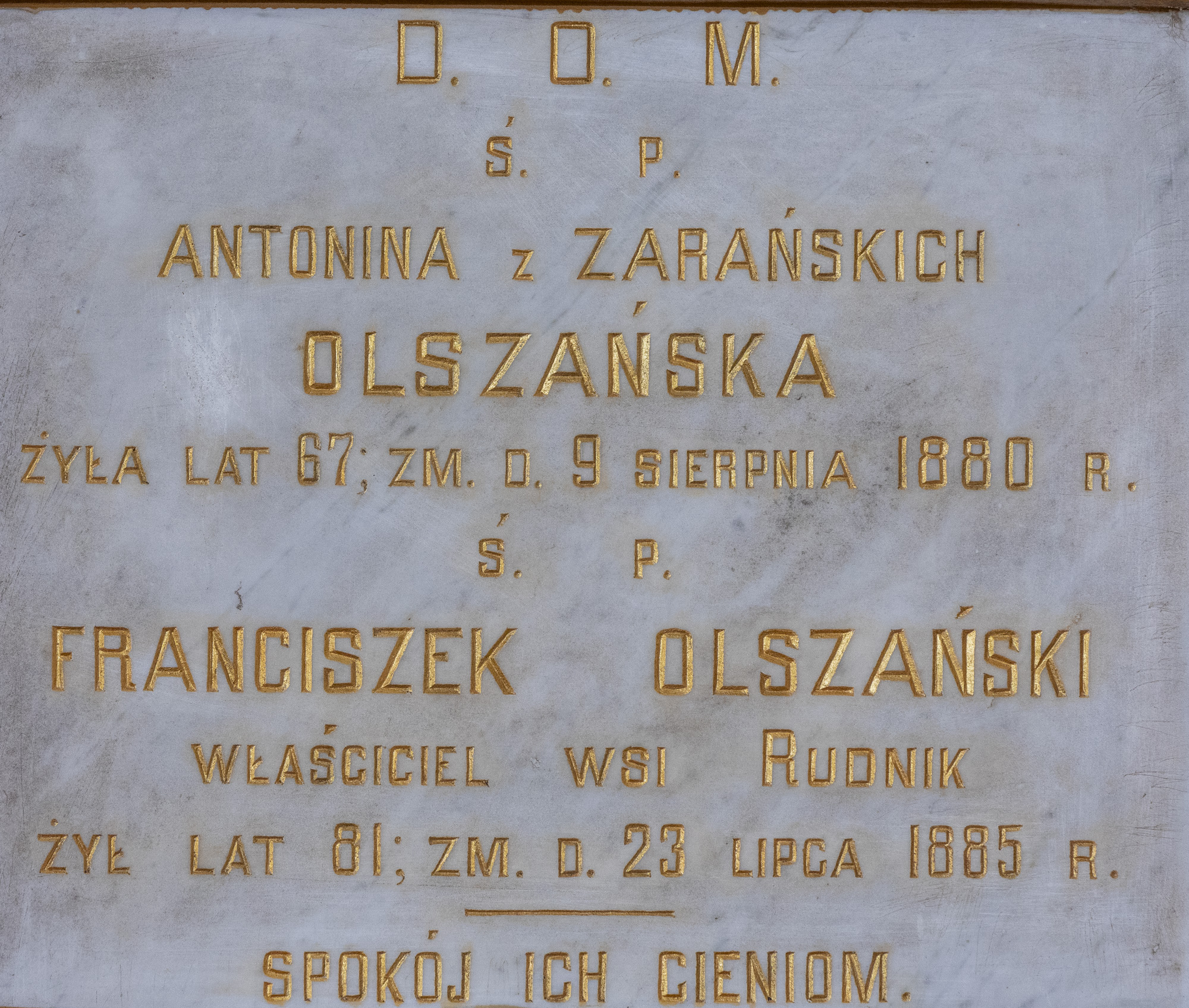 Epitafium - Antoniny Olszańskiej i Franciszka Olszańskiego